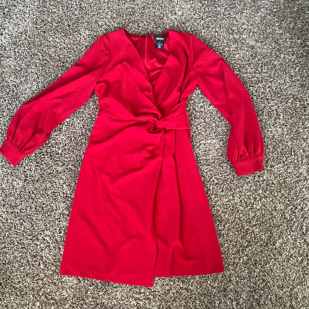 Red wrap dress